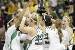 Notre Dame women's basketball team celebrate a win Photo by: Google ...