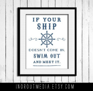Swim Out to Meet it Nautical Quote - 11x14 typography quote print wall ...