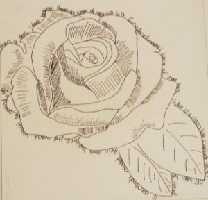 The red rose, with quotes from the book.