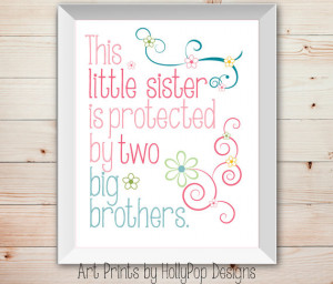 Nursery Wall Decor Baby Girl-Little Sister Big Brother-Kids Childrens ...