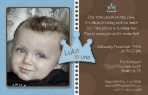 Baby boy 1st birthday invitation - Little Prince