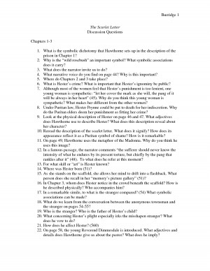 Burridge The Scarlet Letter Discussion Questions Chapters What is