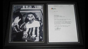 Willard Scott Ronald McDonald Signed Framed 2006 Letter & Photo ...