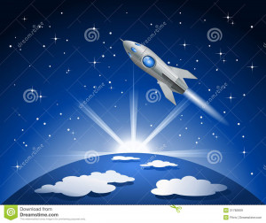 Space Shuttle Flying Past Stars Clipart Illustration Image
