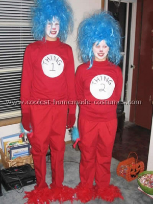 Coolest Homemade Thing 1 and Thing 2 from Cat in the Hat Costume Ideas
