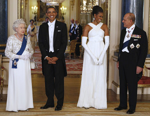 Queen Elizabeth, U.S. President Barack Obama, Michelle Obama and ...