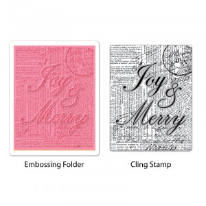 ... Embossing Folder and Repositionable Rubber Stamp - Joy and Merry Set