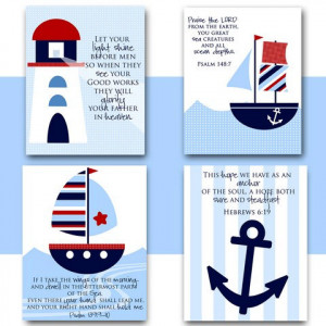 wall art NAUTICAL theme Boat Lighthouse Anchor with Bible Verses ...