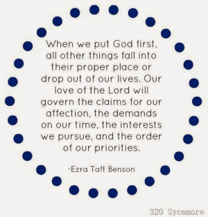 When we put God first ...