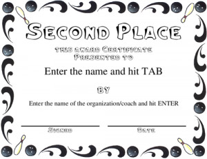 Second Place Certificate Template