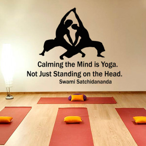 Wall Decals Quote Calming The Mind Is Yoga Man Woman Gym Sport People ...