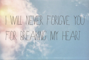 will never forgive you for breaking my heart.