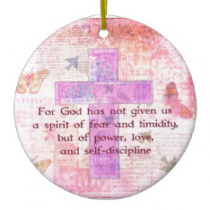Timothy 1:7 Biblical quote scripture Double-Sided Ceramic Round ...