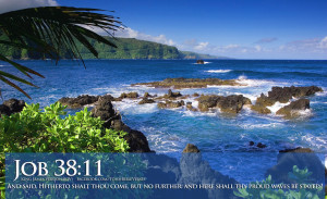 ... Verses Job 38-11 Beautiful Ocean View With Scripture HD Wallpaper