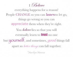 believe everything happens for a reason hope quote