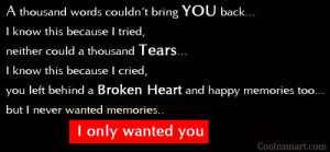 Sad Quote: A thousand words couldn’t bring you back…... 2