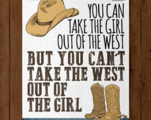 ... Girl Western Quote Decor Print At Home Brown Cowboy Boots Cowboy Hat
