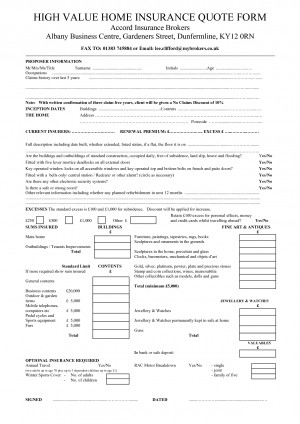 Homeowners Insurance Quote Form Template