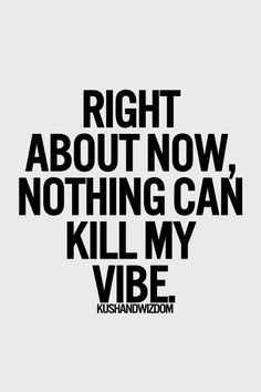 Absolutely nothing can kill my vibe. I'm in a great place in my life ...