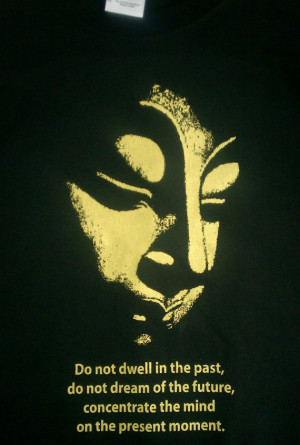 Black shirt Buddha image w/ quote 