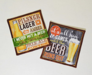 Beer Mug Rugs - Funny Beer Sayings Coasters - Man Cave Decor - Retro ...
