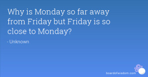 ... is Monday so far away from Friday but Friday is so close to Monday