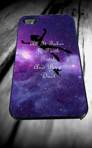Disney Peter Pan Tinkerbell Quotes Nebula Galaxy for iPhone 4/4s/5/5S ...