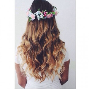Floral crown with wavy hair