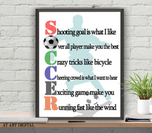 Soccer Quotes Wall Art Print Nursery Wall Decor Instant Download 8x10 ...