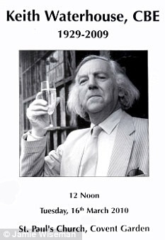 Last toast to Keith Waterhouse: Peter O'Toole leads the tributes at ...