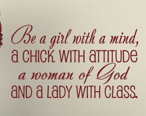 Be a girl with a mind Vinyl letteri ng words Wall Decal, girl quotes ...
