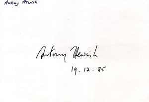 Antony Hewish Nobel Prize PH 1974 autograph signed card