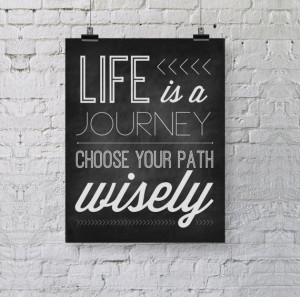 Chalkboard Typography Art Print - Black and White Art Poster - Life is ...