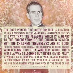 Fulton Sheen quote on birth control #nfp More