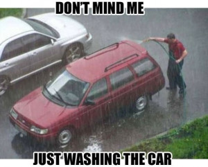 car washing rain meme