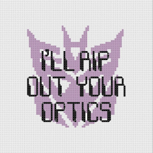 Transformers Movie Megatron quote cross stitch sampler PDF pattern