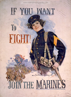 Marines. LOC Summary: Poster showing half-length portrait of a woman ...