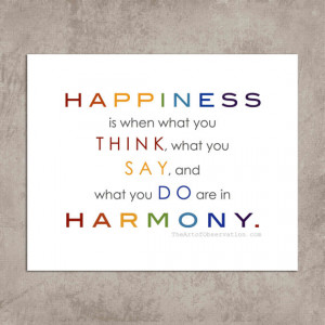 Happy Quote about life, Harmony, rainbow typography print