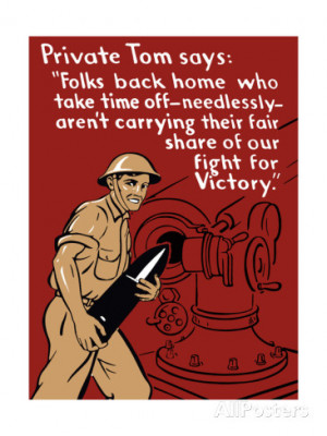 World War II Propaganda Poster of a Soldier Loading an Artillery Gun ...