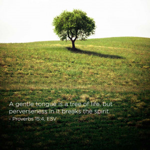 gentle tongue is a tree of life, but perverseness in it breaks the ...