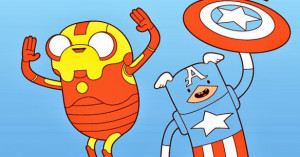 Adventure Time with Iron Man and Captain America Cartoon Mashup