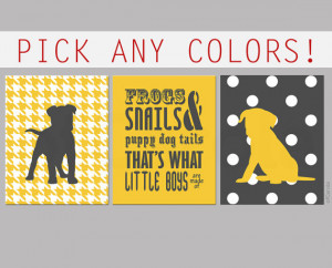 Nursery Wall Art Text Quote Message Print Frogs Snails Puppy Dog Tails ...
