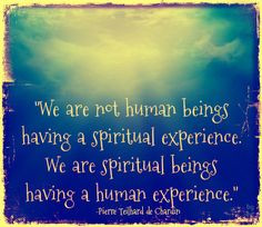 ... having a spiritual experience. We are spiritual beings having a human