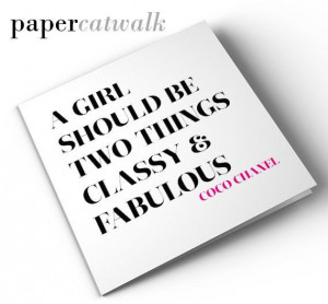 Coco Chanel classy and fabulous quote card by papercatwalk on Etsy, £ ...