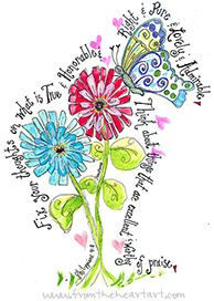Butterfly and Zinnia Print (Philippians 4:8) More