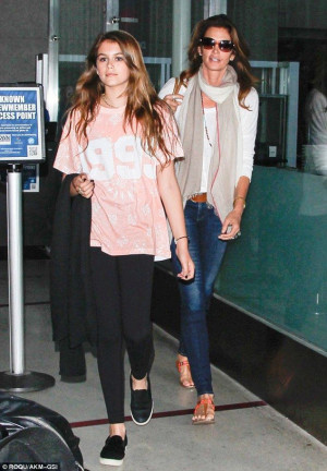 Cindy Crawford and lookalike daughter Kaia seen at LAX airport