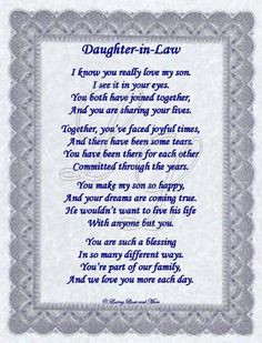 My Daughter In Law Poem | Daughter-in-Law Poem More