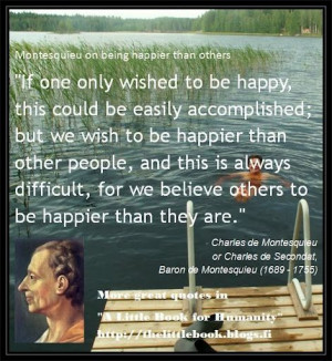 Montesquieu Quote about being happier than others
