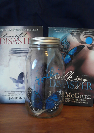 ... Copies of Beautiful Disaster and Walking Disaster by Jamie McGuire