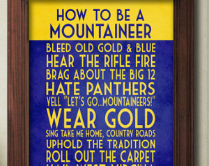 West Virginia Art Print, Mountainee r Football Quote Poster Sign, WVU ...